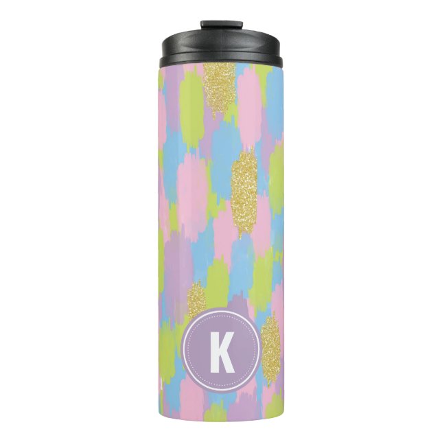 Bouteilles Isothermes Colorful Abstrait Brushstrokies Motif Monogramme (Devant)