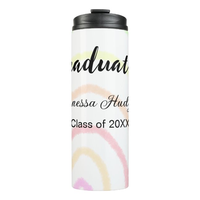 Bouteilles Isothermes Colorful rainbow Boho graduation ajouter nom année (Devant)