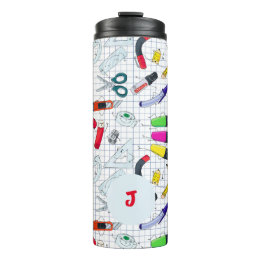 Bouteilles Isothermes Conception amusante avec fournitures scolaires. In