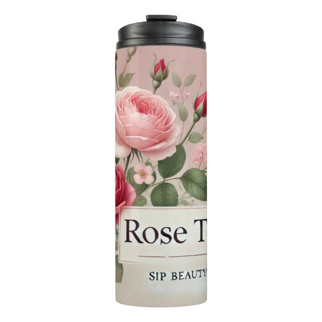 Bouteilles Isothermes Conception d'art IA Rose Tea  (Devant)