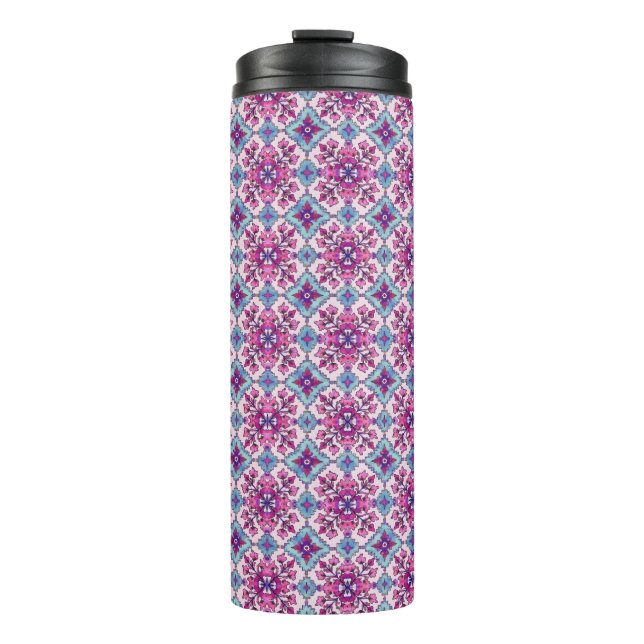 Bouteilles Isothermes Conception de carrelage rose et bleu (Devant)