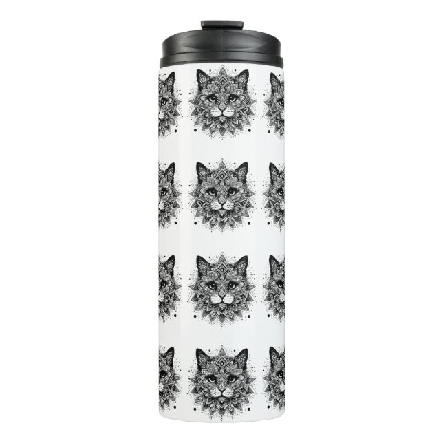 Bouteilles Isothermes Conception de chat à motif mandala (Devant)