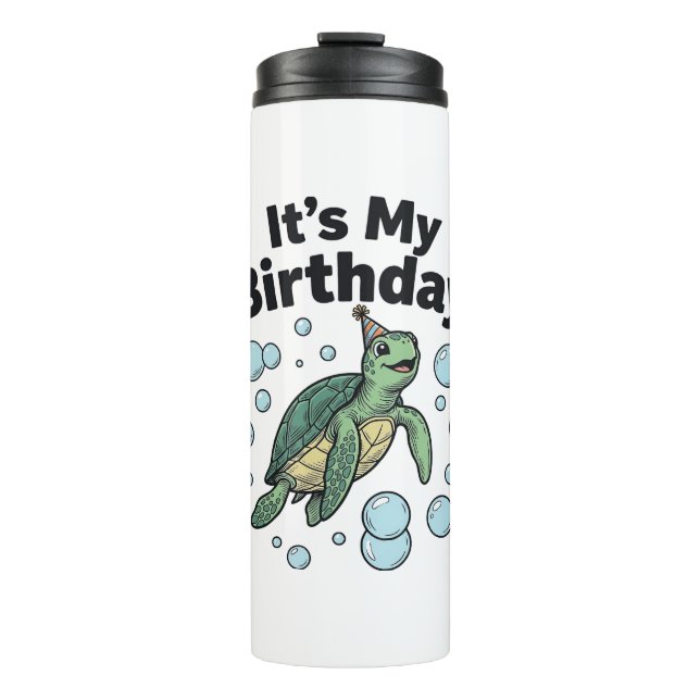 Bouteilles Isothermes Conception de chemise d'anniversaire de tortue mar (Devant)