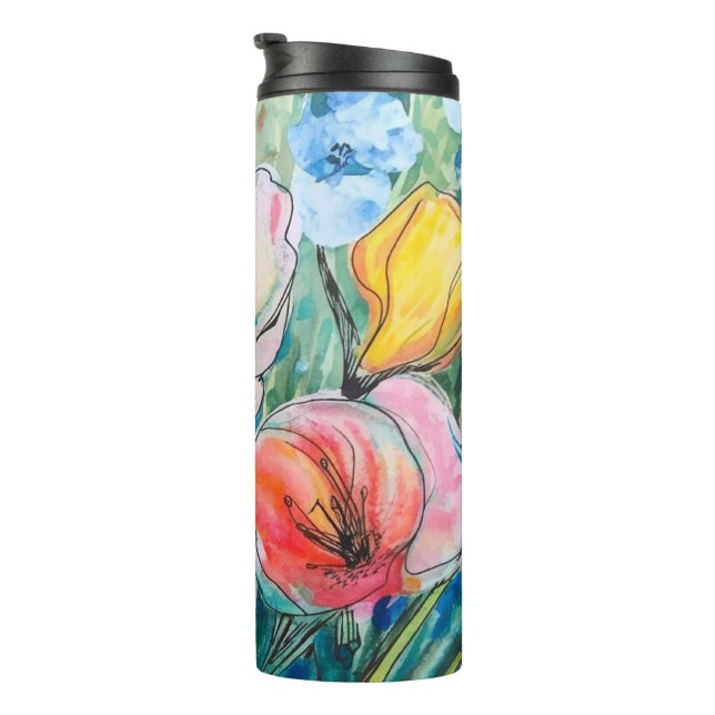 Bouteilles Isothermes Conception de fleurs pastel doux (Tourné sur la droite)
