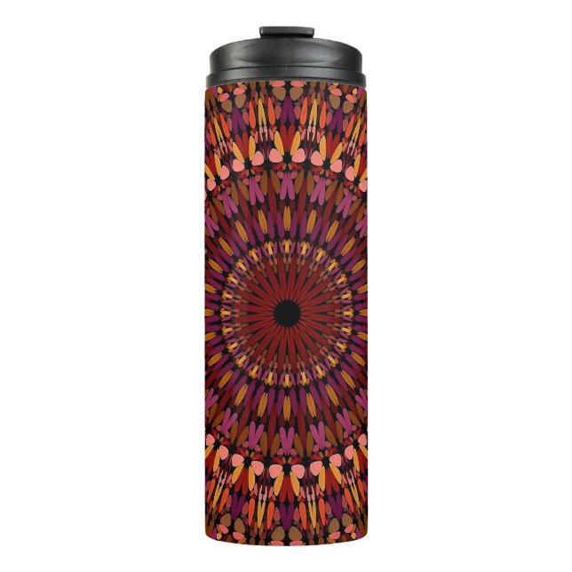 Bouteilles Isothermes Conception de mandala marron floral (Devant)