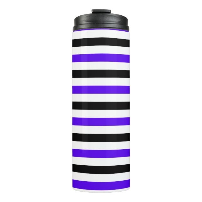 Bouteilles Isothermes Conception de rayures blanches noires et bleues (Devant)