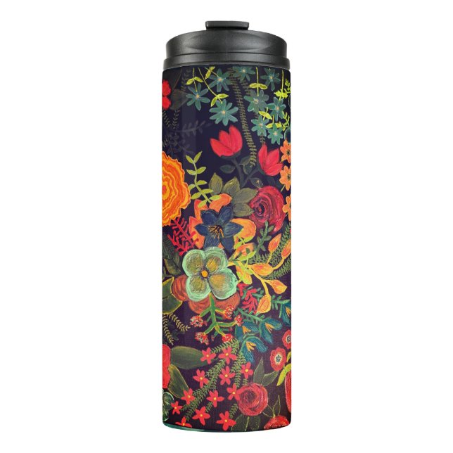 Bouteilles Isothermes Conception florale de peinture acrylique boho (Devant)