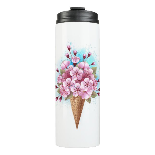 Bouteilles Isothermes Cône rose Sakura crème glacée gaufre (Devant)