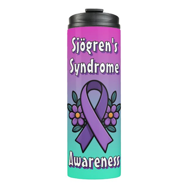 Bouteilles Isothermes Conscience du syndrome de Sjögren | Ruban Violet (Devant)