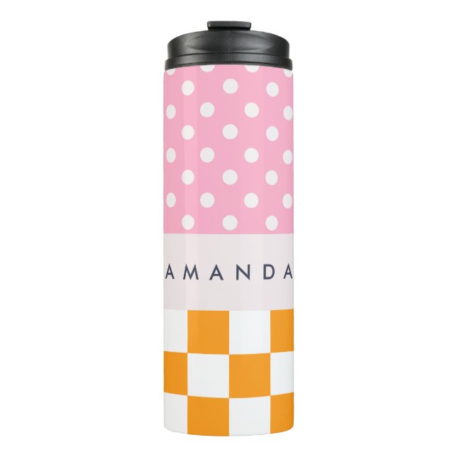 Bouteilles Isothermes Contrôle de point monogramme rose orange personnal (Devant)