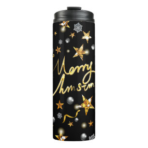 Bouteilles Isothermes Cool Black & Gold Stars Metallic Fashion Noël