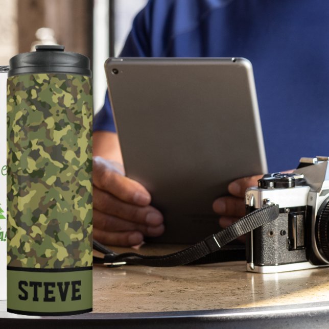 Bouteilles Isothermes Cool Camo Vert Nom robuste Café personnalisé (Camo coffee tumbler)
