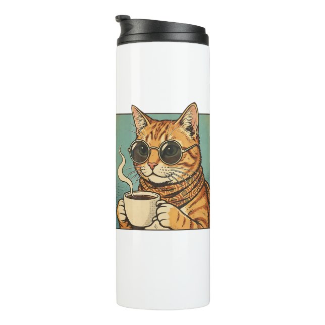 Bouteilles Isothermes Cool Cat Coffee Retro Style Design for Cat Lovers (Tourné sur la droite)
