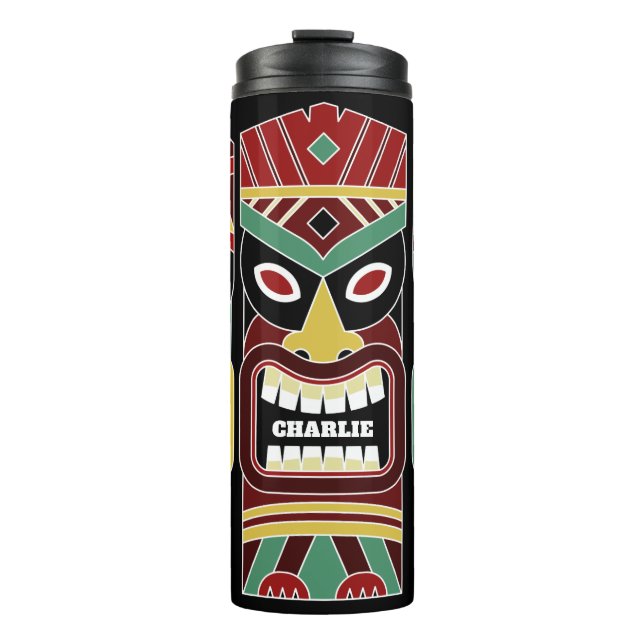 Bouteilles Isothermes Cool Tiki Totems nom personnalisé tumbler (Devant)
