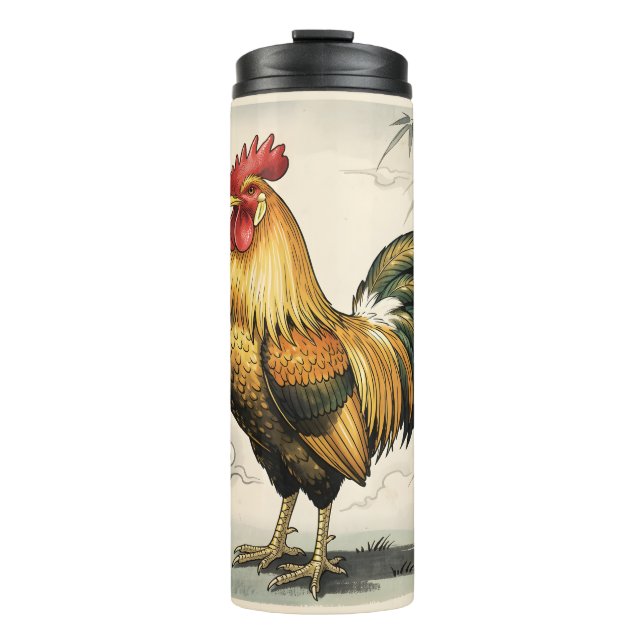 Bouteilles Isothermes Coq doré art japonais (Devant)
