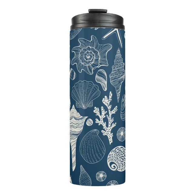 Bouteilles Isothermes Coques de mer sur bleu foncé (Devant)