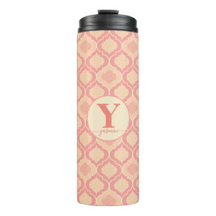 Bouteilles Isothermes Cora rose et crème arabesque personnalisée