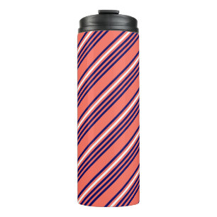 Bouteilles Isothermes Corail, bleu marine et blanc cinq bandes motif