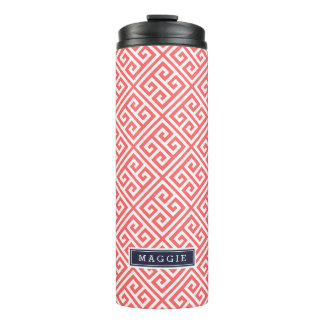 Bouteilles Isothermes Corail et marine Blue Grèce Key Monogramme