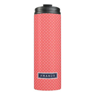 Bouteilles Isothermes Corail et Marine Blue Mince Dots Monogramme