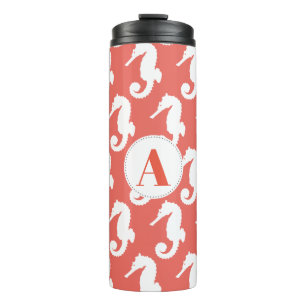 Bouteilles Isothermes Corail Rose & Blanc Seahors avec initial