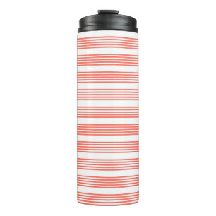 Bouteilles Isothermes Corail vivant et blanc cinq bandes motif