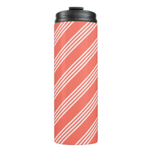 Bouteilles Isothermes Corail vivant et blanc quatre bandes motif