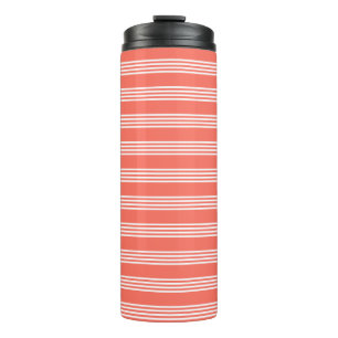 Bouteilles Isothermes Corail vivant et blanc quatre bandes motif