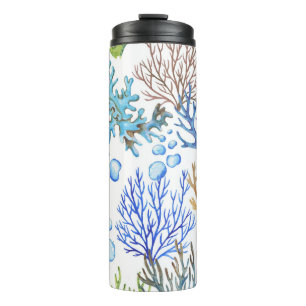 Bouteilles Isothermes Coraux dessinés à la main : motif sous-marin.