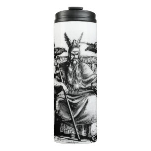 Bouteilles Isothermes Corbeaux d'Odin sur Trône de Pierre Mythologie Vik