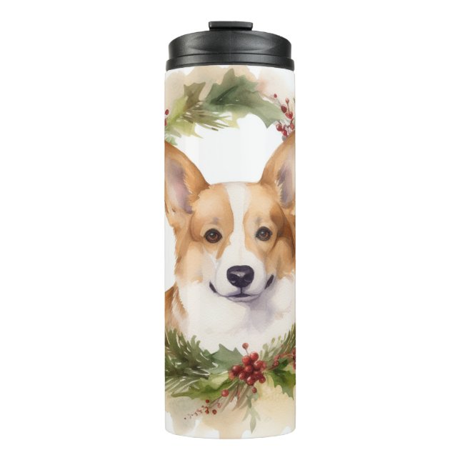 Bouteilles Isothermes Corgi Christmas Wreath Festive Pup (Devant)