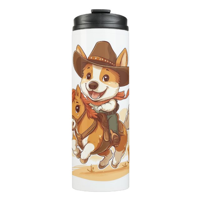 Bouteilles Isothermes Corgi Cowboy � Chien de Rodéo Occidental (Devant)