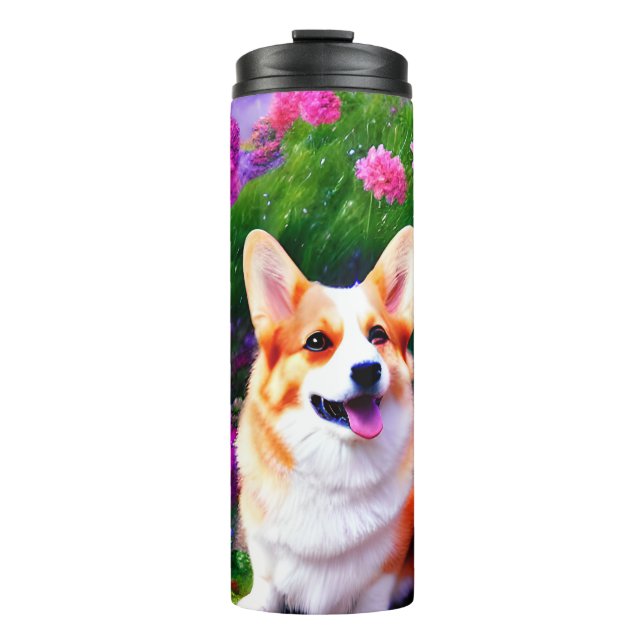 Bouteilles Isothermes Corgi et fleurs (Devant)