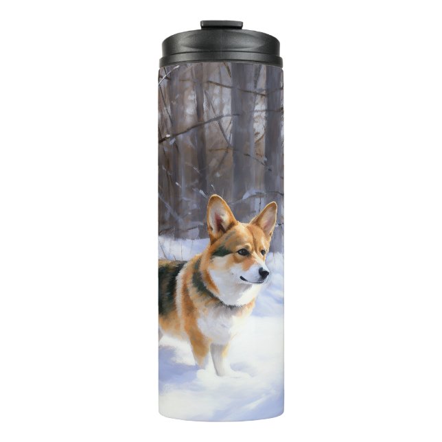 Bouteilles Isothermes Corgi Noël sous la neige (Devant)