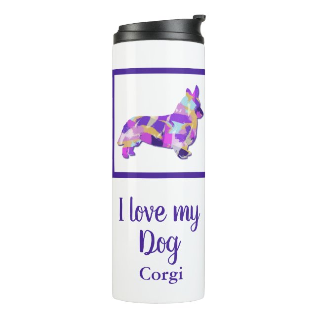 Bouteilles Isothermes Corgi Welsh Cute Dog Silhouette Purple PY&B (Tourné sur la gauche)