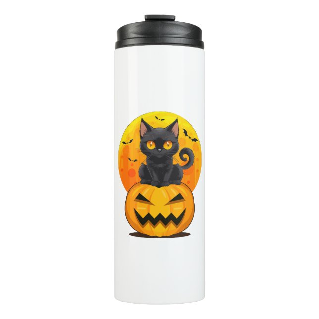 Bouteilles Isothermes Costume de Halloween Citrouille Chat Noir  (Devant)