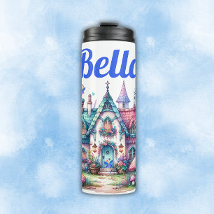 Bouteilles Isothermes Cottage rose et bleu Cottage Core Monogramme sur b