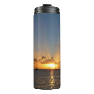 Bouteilles Isothermes Coucher de soleil avec voiliers Paysage tropical P