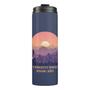 Bouteilles Isothermes Coucher de soleil de montagne vintage violet jaune