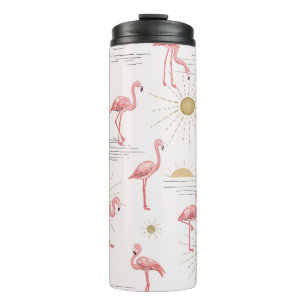 Bouteilles Isothermes coucher de soleil Flamant rose : motif vintage doo