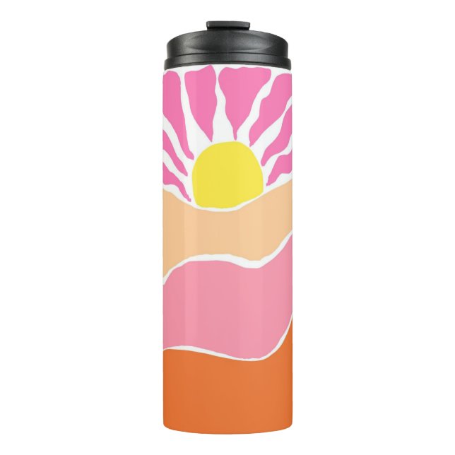 Bouteilles Isothermes Coucher de soleil orange et rose pâle boho  (Devant)