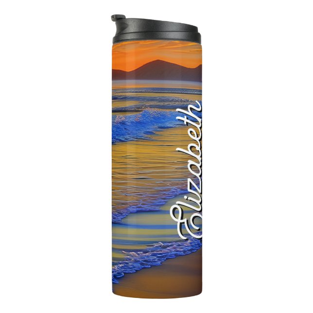 Bouteilles Isothermes Coucher de soleil sur la plage de sable (Tourné sur la droite)