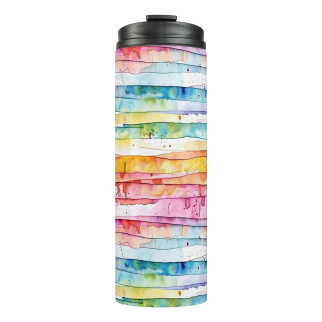 Bouteilles Isothermes Couches d'aquarelle Abstrait rouge, bleu, jaune (Devant)