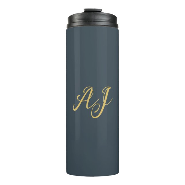 Bouteilles Isothermes Couleur Or Charbon Monogramme Initial Professionne (Devant)