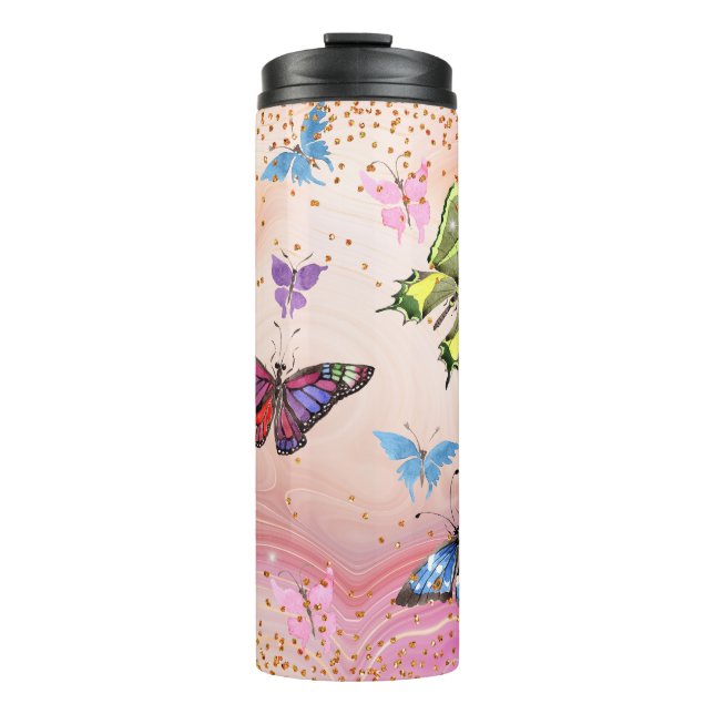 Bouteilles Isothermes Couleurs pastel avec papillons (Devant)