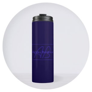 Bouteilles Isothermes Couleurs Violet Foncé Modernes Nom et Monogramme
