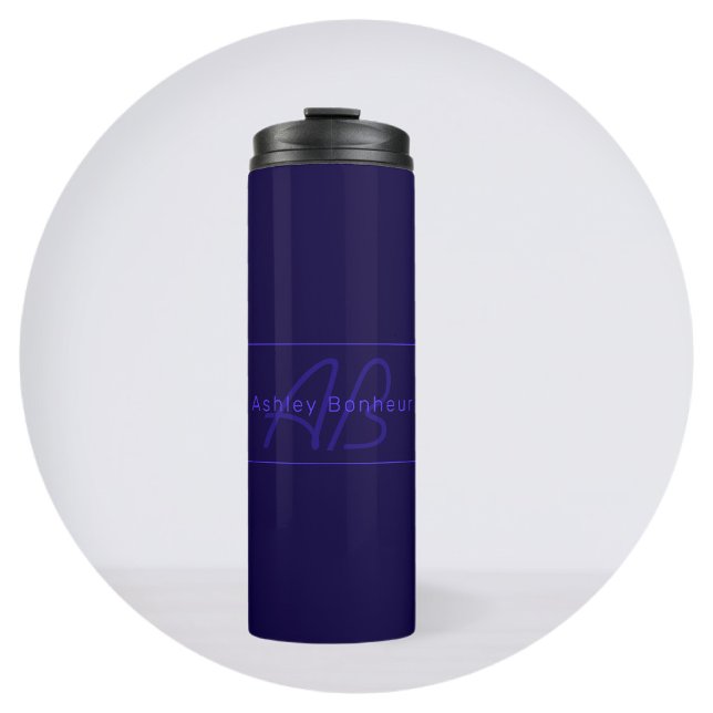 Bouteilles Isothermes Couleurs Violet Foncé Modernes | Nom et Monogramme (Créateur téléchargé)