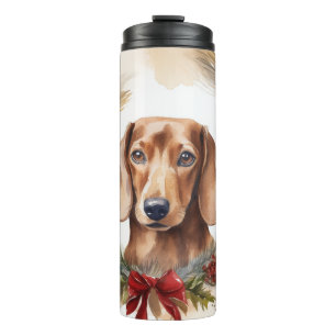 Bouteilles Isothermes Coupe de fête de la couronne de Noël de Dachshund