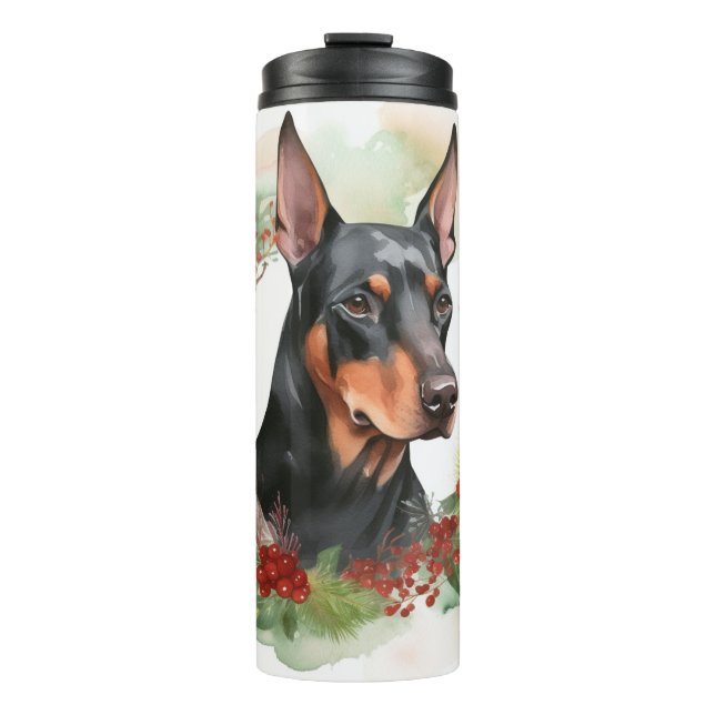 Bouteilles Isothermes Coupe festive Doberman Christmas Wreath (Devant)
