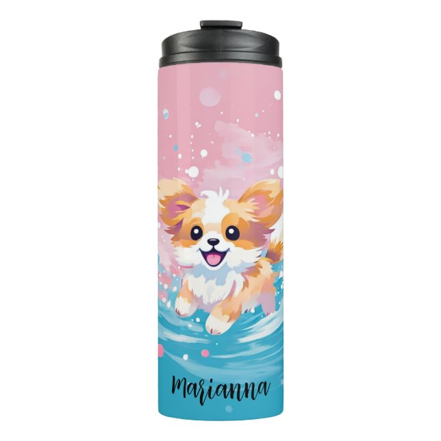 Bouteilles Isothermes Coupe Papillon Joueuse : Tache de rose et de bleu (Devant)